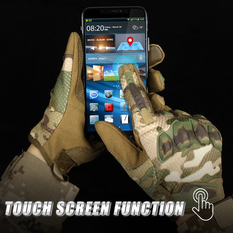 Multicam Tactical Military Full Finger Gloves Army Paintball Airsoft Combat Touch Screen Rubber Protective Glove Men Women New