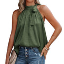 Summer Sexy Off Shoulder Halter Lacing Chiffon Women's Blouses Elegant Fashion Solid Sleeveless Shirt Pullover Vest Tops Women