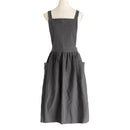 Rosa Graue Baumwollschürze Zuhause Küche Kochen Backen Malen Handwerk Arbeitskleidung Café Barista Restaurant Kellnerin Florist Uniform B2