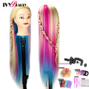 Schaufensterpuppenkopf mit 100% Hochtemperaturfaserhaar 65 cm Brautfriseurausbildung Perückenkopf mit Ständer Kosmetikpuppenkopf