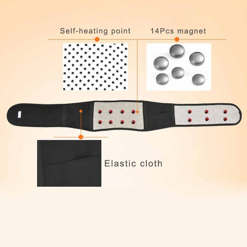 Tcare M - 4XL Adjustable Tourmaline Self Heating Magnetic Therapy Back Waist Support Belt Lumbar Brace Massage Band Health Care