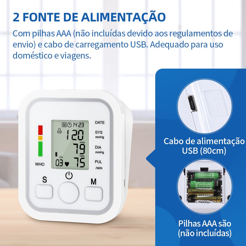 Wondfo Home Health Care Digitales LCD-Oberarm-Blutdruckmessgerät Herzschlagmessgerät Maschine Tonometer zum Messen automatisch