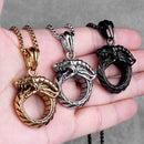 Ouroboros Snake Dragon Herren Lange Halsketten Anhänger Kette Hip Hop für Jungen Männlich Edelstahl Schmuck Kreativität Geschenk Großhandel