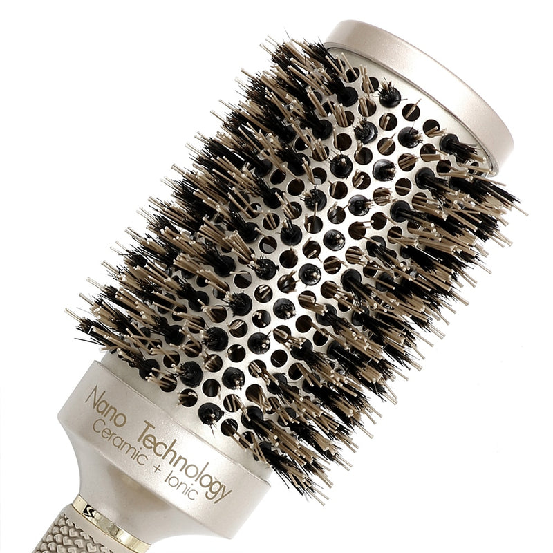 Mythus Professional Nano Technology Ceramic Ionic Hair Round Brush Boar Bristle Antistatic Heat Resistant Hair Curling Brushes