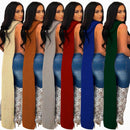 HAOYUAN Sexy de punto lateral Split suéter vestido sin mangas ropa de primavera para mujeres Y2k trajes fiesta de cumpleaños vestidos largos Maxi