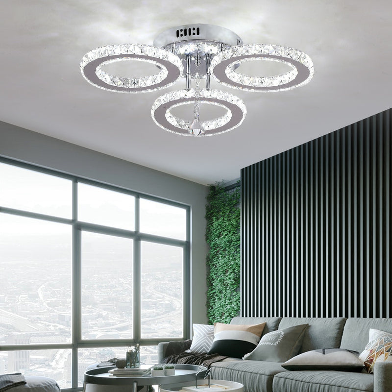 Moderne Glanz-Chrom-Kristallleuchter, die geführte hängende Deckenleuchte für Küche Plafon Lamparas De Techo-Leuchte beleuchten