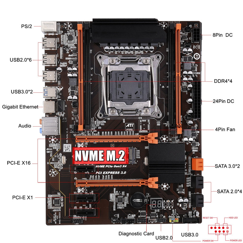 Kllisre X99 motherboard combo kit set LGA 2011-3 Xeon E5 2620 V3 CPU 2pcs X 8GB =16GB 2666MHz DDR4 memory