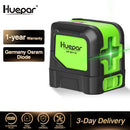 Huepar 2 líneas nivel láser autonivelante (4 grados) láser de haz rojo verde línea cruzada horizontal y vertical con base magnética