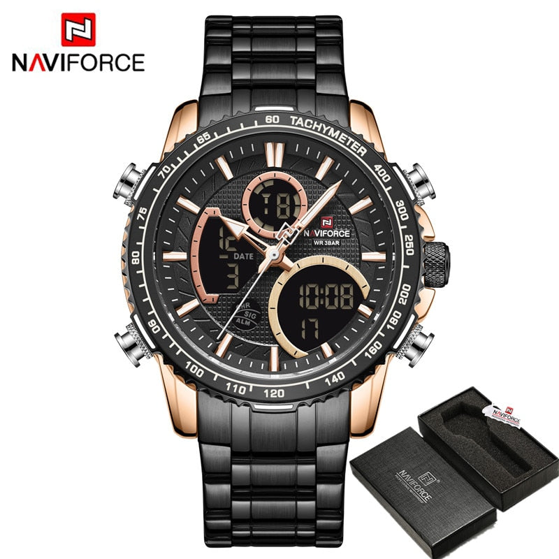 NAVIFORCE Fashion Herrenuhr Luxusmarke Sportuhr für Herren Chronograph Quarz Armbanduhr Militärische wasserdichte Stahlbanduhr