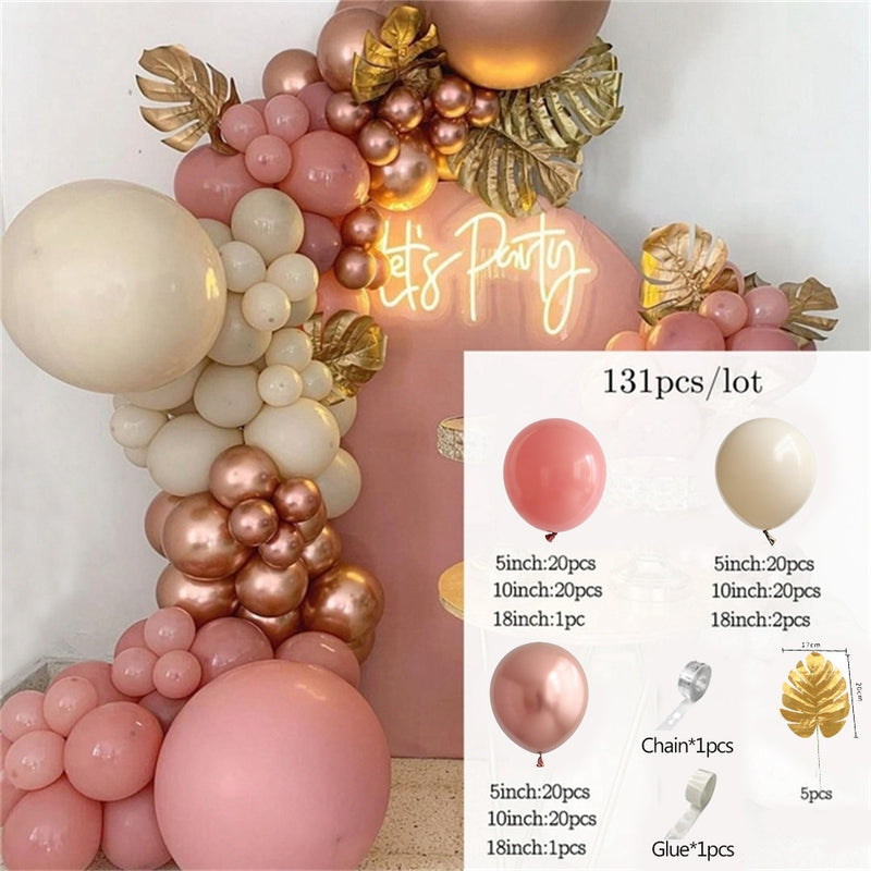 Kit de arco de guirnalda de globos rosa caliente, pegatinas de mariposa, globos de látex de oro rosa cromado para cumpleaños, boda, decoración de fiesta de bienvenida de bebé