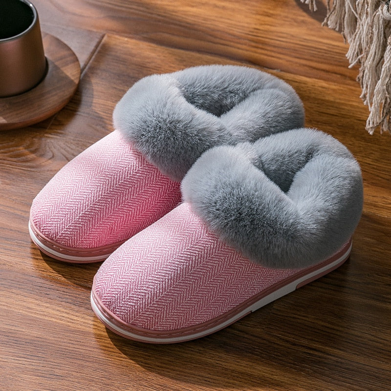 2022 Faux Fur Winter Warm Shoes Woman Men Indoor Slippers Soft Plush Anti-slip Lovers Home Floor Slipper Cotton Slides SH08271