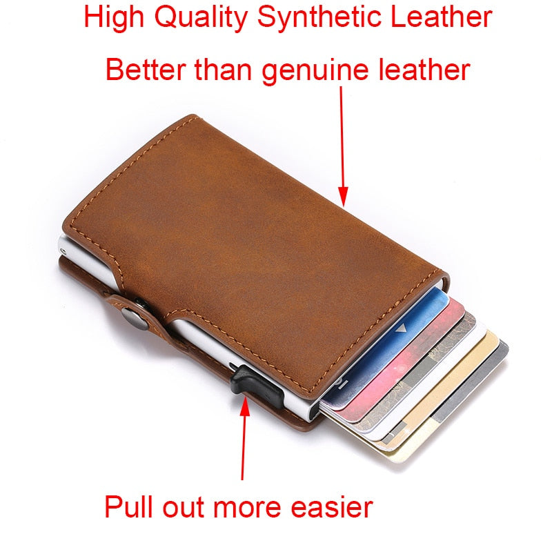 DIENQI New Antitheft Card Holder Leather Men Women Anti-magnetic Bank Credit Card Holder Minimalist Wallet Busienss Case Pocket