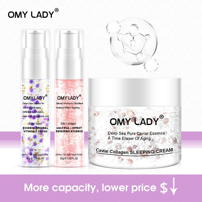 3 STÜCKE OMY LADY Traubenkernessenz Original Vitamin C Serum Gesichtscreme Flüssige Essenz Verzögerungsalterung Reduzieren Falten Feuchtigkeitsspendende Haut