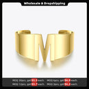 ENFASHION Initial Letter Bangles For Women Hollow Alphabet Open Bracelets Stainless Steel Gold Color Fashion Jewelry Gifts B2163