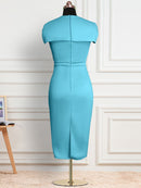 Frauen-elegantes Kleid-Umhang-Hülsen-Bodycon-Bleistift-Büro-Damen-nobeles dünnes Vestidos-afrikanisches großes bescheidenes weibliches Art- und Weiseneues