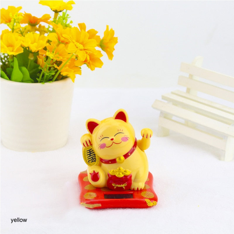 Chinese Lucky Wealth Waving Cat Gold Waving Hand Cat Home Decor Welcome Waving Cat Sculpture Statue Decor Car Ornament