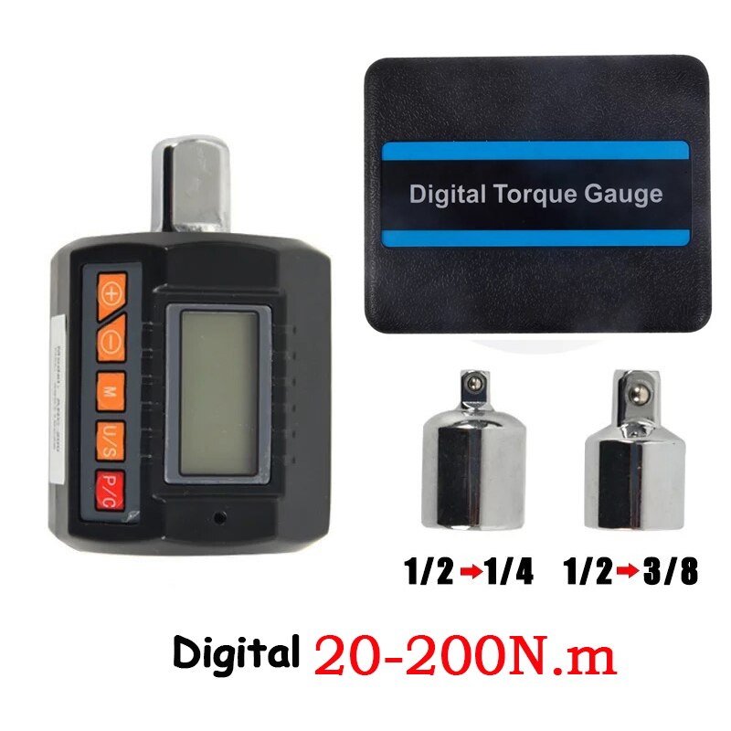 Neue Version 1/2 "1/4" 3/8 "Digitaler Drehmomentschlüssel-Adapter Professioneller elektronischer Drehmomentmesser für Fahrrad-Autoreparatur 0,3-200 Nm