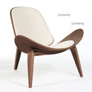 Nordic Massivholz Rückenlehne Wohnzimmer Stühle Lazy Leisure Sessel Haushaltsmöbel Modernes Leder Einzelsofa Shell Chair
