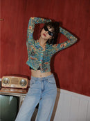 CHEERART Herbst 2020 Damen Mesh Dragon Print Shirt Langarm Top Button Up Durchsichtig Top Fashion Designer Kleidung