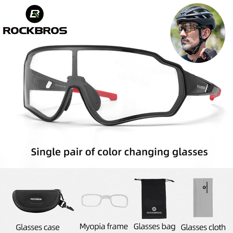ROCKBROS Cycling Sunglasses  Photochromic Road Bike UV400 Bicycle Eyewear MTB Mountain Bicycle Cycling Goggles