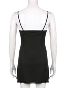 Darlingaga Y2K Retro encaje Patchwork Correa arco negro vestido Mini moda estética arco Club fiesta Sexy vestidos para mujeres trajes