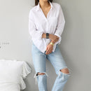 New Long Sleeve Ladies Tops Blouses Oversized Button Casual Cotton White Shirt Women Turn-down Collar Loose Blouse Women 3496
