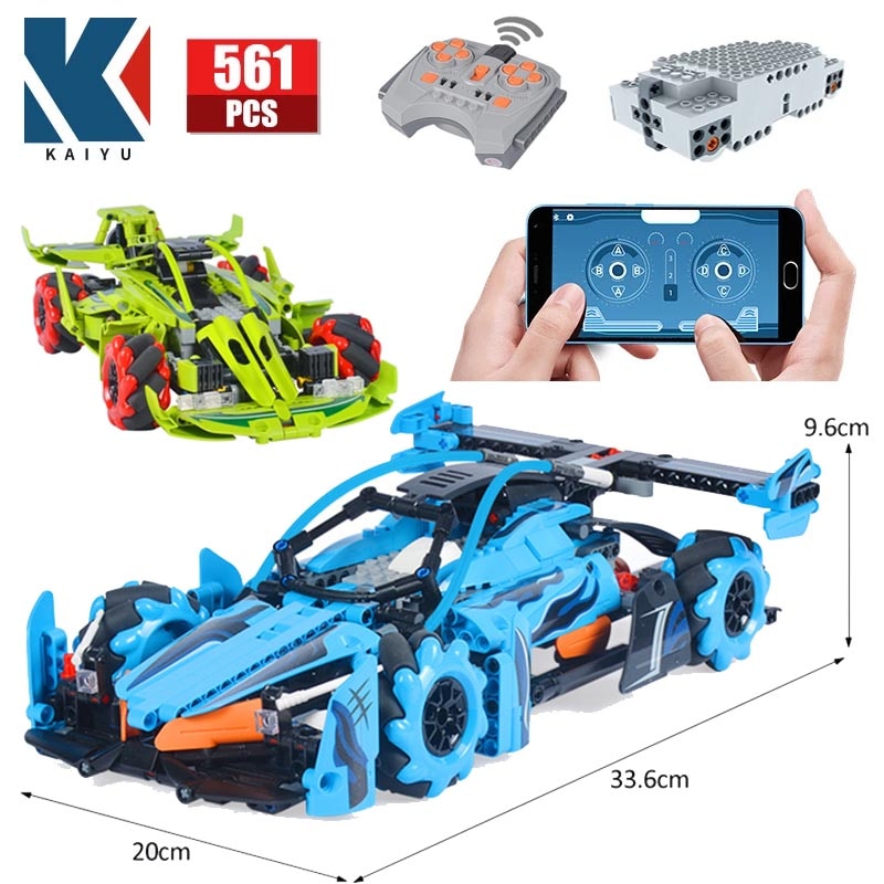 KAIYU 561PCS 4WD City Remote Control Rotating Drift Racing Car Bricks RC Supercar vehicle Building Blocks Toys for boy