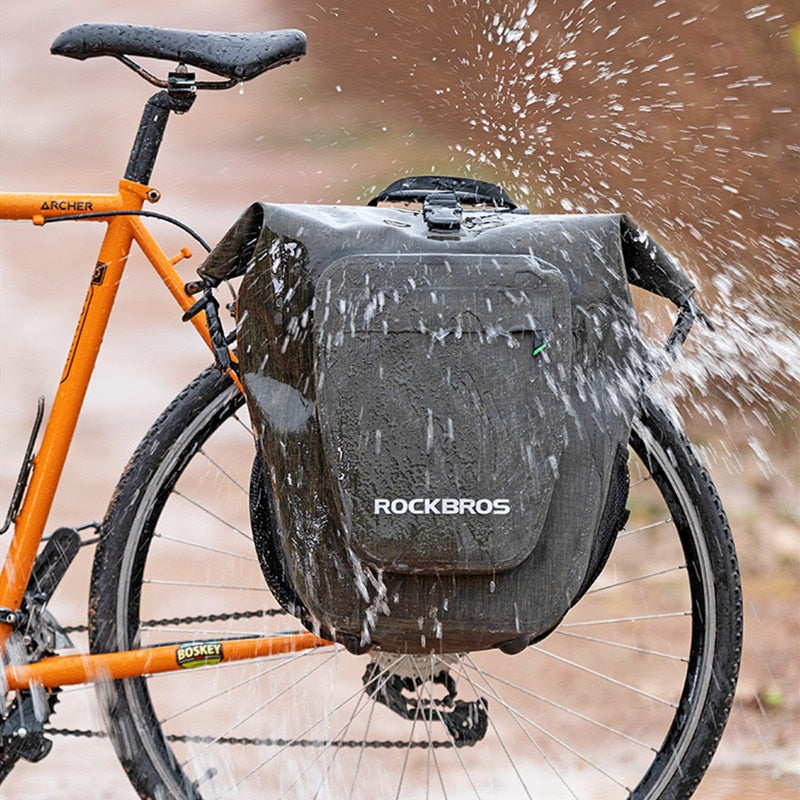 ROCKBROS Waterproof Bike Bag 27L Travel Cycling Bag Basket Bicycle Rear Rack Tail Seat Trunk Bags Pannier MTB Bike Accessories