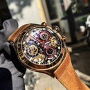 Reef Tiger/RT Herren Sportuhren mit Chronograph Skeleton Zifferblatt Datum drei Zähler Stahluhr RGA792