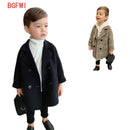 Winter Grid Jacken Jungen Mädchen Woolen Zweireiher Baby Boy Trenchcoat Revers Herbst Kinder Oberbekleidung Mäntel Frühling Wollmantel