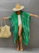 2022 Bikini-Vertuschungen Schwarz Retro Striped Self Belted Damen Sommerkleidung Kimono Kleid Beach Wear Badeanzug Cover Up Q1225