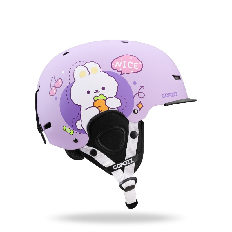 COPOZZ Cartoon Kinder Kinder Skihelm Integral geformter Outdoor-Sportschutz Snowboardhelm Damen Skiausrüstung