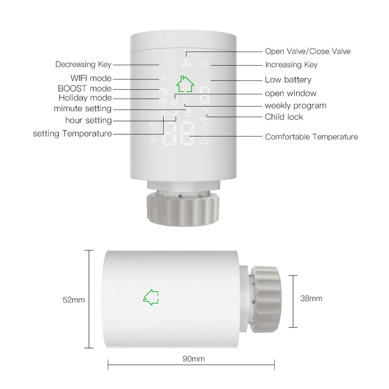 Moes ZigBee3.0 Radiator Actuator Programmierbares Thermostatventil Tuya Temperaturregler 2MQTT Alexa Google Voice Smart App