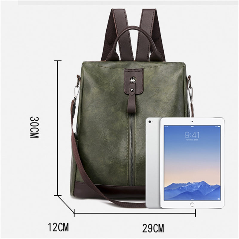 3 in 1 Retro Backpack Women PU Leather School Bags For Teenage Girls Anti-theft Ladies Shoulder Bags Simple Travel Backpack