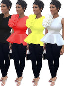 Damen Sommer Bluse Shirt Ärmellos Tanktops Schößchen Gelb Weiß Schwarz Elegant Modest Officewear Noble Damen Frühlingskleidung