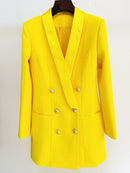 TOP QUALITÄT 2022 Barock Designer Kleid Damen Langarm Satin Kragen Zweireihig Löwenknöpfe Kerbkragen Kleid