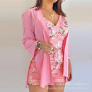 WEPBEL, cárdigan de manga larga, camisola, pantalones cortos, conjuntos de pantalones, conjuntos de 3 piezas, conjuntos de mujer, conjuntos de pantalones cortos estampados florales para mujer