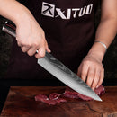 XITUO Kitchen Knife Japanese Knife Cooking Set 3&quot; 5&quot; 7&quot; 8&quot; inch+Laser Damascus Pattern Paring Fruit Vege Chef Knife Kitchen Tool