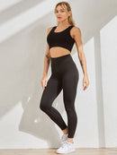 High Waist Leggings Damen Schwarz Fitness Leggings Damen Slim Workout Legging Sportbekleidung