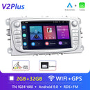 Podofo 4G HIFI Android 10 2 Din Autoradio Multimedia Video Player für Ford Focus S-Max Mondeo 9 Galaxy C-Max Navigation GPS 2din