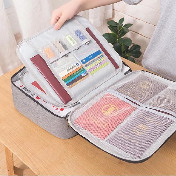 Bolsa para documentos de gran capacidad, cartera para pasaporte de viaje, organizador de tarjetas, paquete de almacenamiento impermeable de negocios para hombres, artículo de accesorios para el hogar