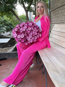 Mnealways18 Beige Plissee Hose mit weitem Bein Damenhose Mode 2022 Beiläufige Lose Hose Bürodame Elegante Lange Palazzohose