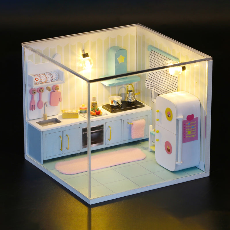 CuteBee Miniatur-Möbel für Puppenhaus-Zubehör, Mini-Haus, Spielzeughaus, DIY-Puppenhaus-Kit, Geschenk für Mädchen, Freunde, Kinder