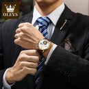 OLEVS, relojes mecánicos clásicos para hombre, reloj automático Tourbillon, reloj de pulsera militar resistente al agua de cuero genuino