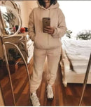 2022 neue Frauen Casual Zweiteiler Frauen Elegant Hoodie Sweatshirt Und Harajuku A-Linie Röcke Zweiteiler Fronttasche Anzug