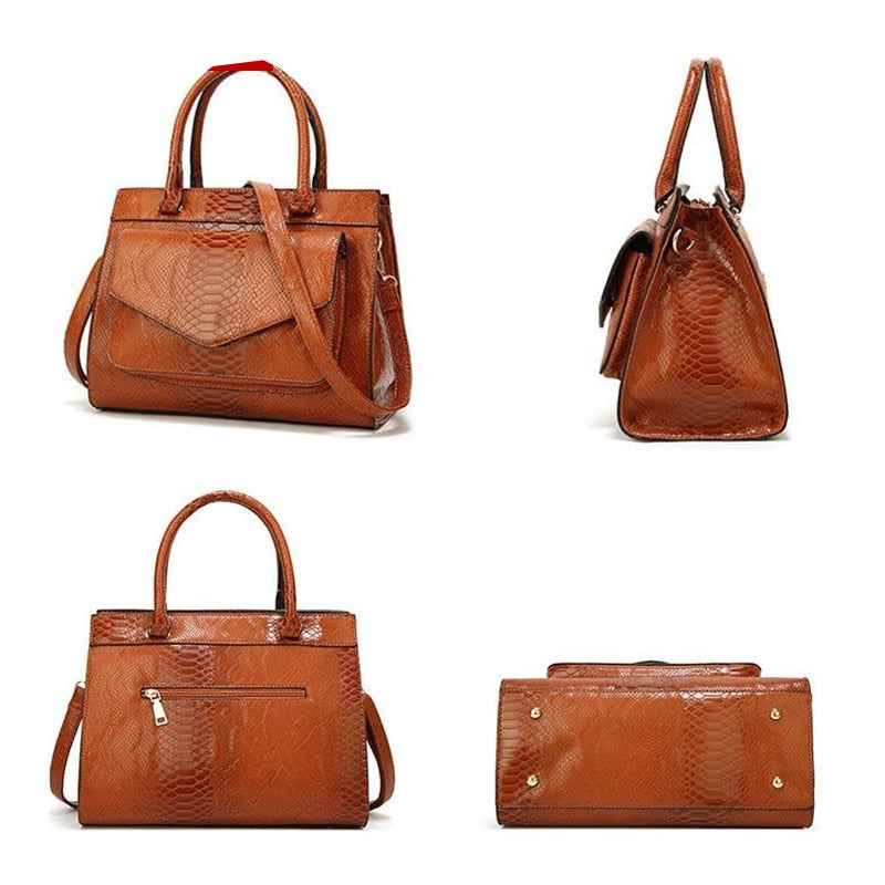 Neue Mode-Frauen-Tasche Luxe cuir Serpentine Damen-Lederhandtaschen mit Beutel Damen Trunk Tote Bolsos Damen-Umhängetasche