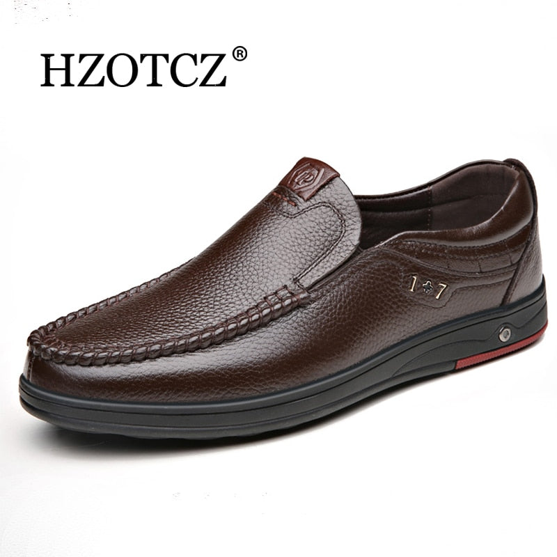 Zapatos de cuero genuino, mocasines para Hombre, zapatos de cuero informales de negocios, mocasines suaves clásicos, zapatos planos transpirables para Hombre