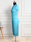 Frauen-elegantes Kleid-Umhang-Hülsen-Bodycon-Bleistift-Büro-Damen-nobeles dünnes Vestidos-afrikanisches großes bescheidenes weibliches Art- und Weiseneues