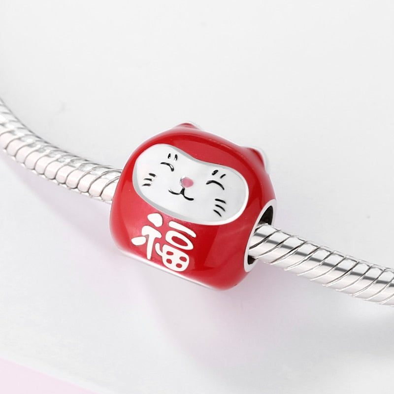 2021 Japanischer Stil Kultur Warme Wünsche Charms Metallperlen für Frauen 925 Sterling Silber Charm Schmuck für Armband Armreif Geschenk