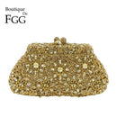 Boutique De FGG Flower Crown Minaudiere Clutch Silber Kristall Abendhandtasche Damen Party Prom Bag Braut Clutches Hochzeit Geldbörse